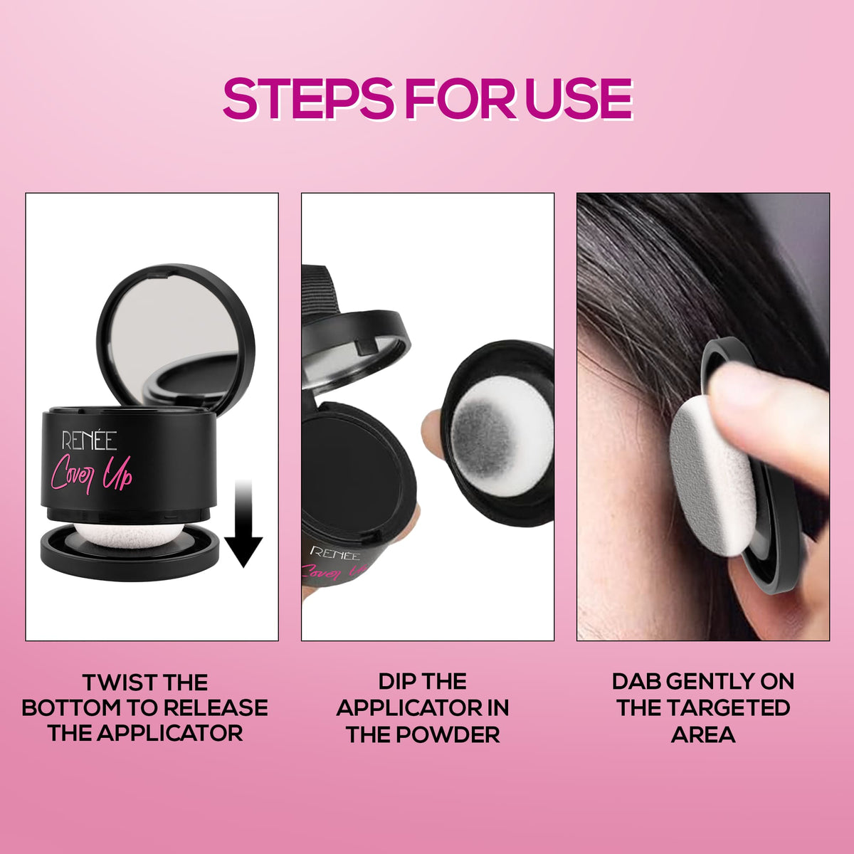 RENEE Cover Up Hair Powder- For Instant Grey Hair Coverage & Root Touch-Up, 4g