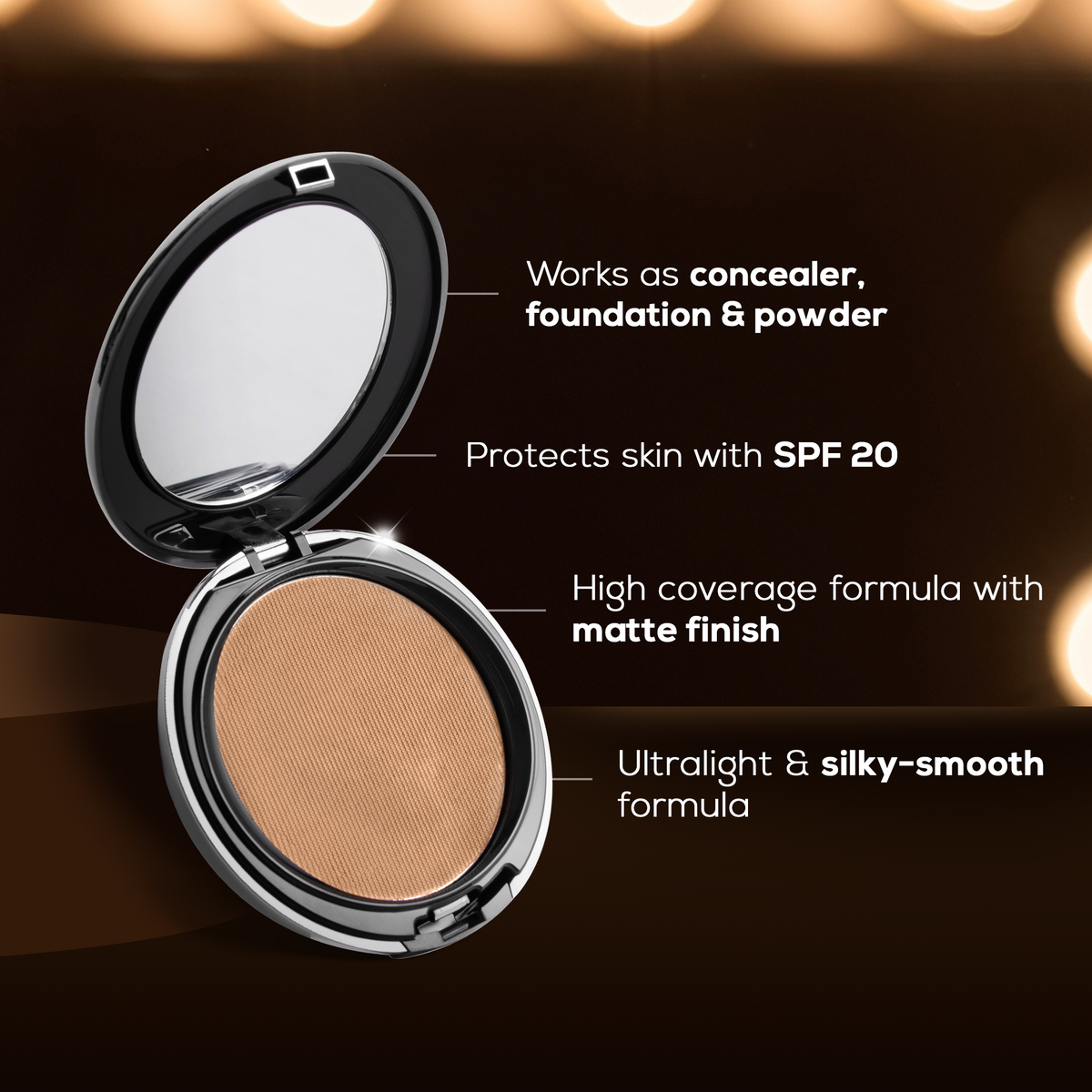 RENEE Pro HD 3-IN-1 Compact, Works as Concealer, Foundation & Powder With SPF 20, 9 g