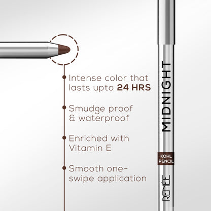 RENEE Midnight Kohl Kajal Pencil, 1.5g